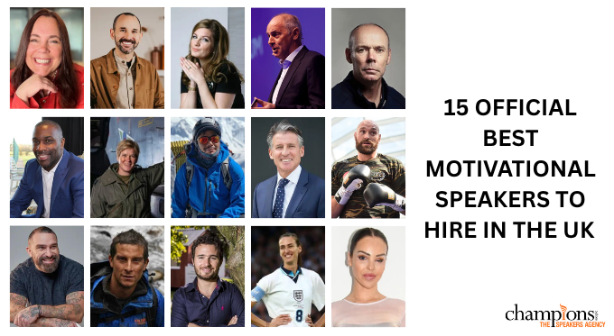 An image of the 15 official best motivational speakers to hire in the uk via Champions Speakers