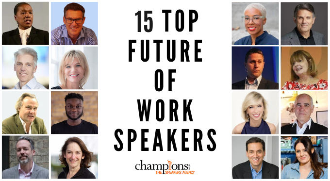 An image of the 15 top future of work speakers for conferences & events to hire via Champions Speakers, as selected by Senior Content Executive, Megan Lupton.