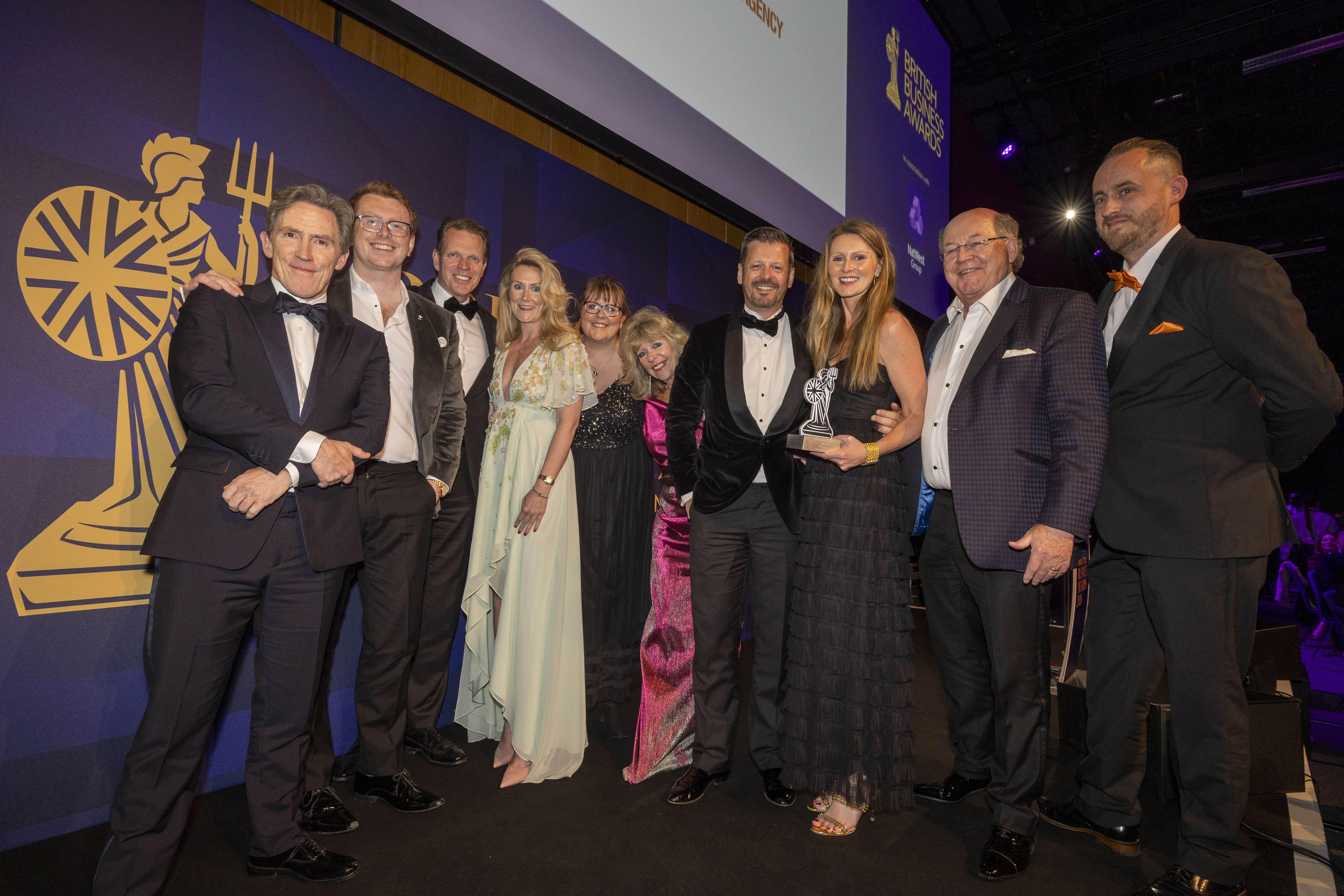 An image of Champions Speakers Directors & CEO collecting the SME of the Year Award at the British Business Awards 2026