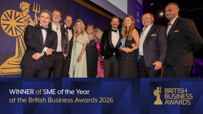 The Hayes Family receiving the British Business Award for SME of the Year