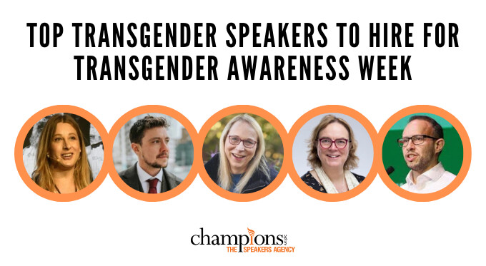 An image of the Top Transgender Speakers to Hire for Transgender Awareness Week via Champions Speakers