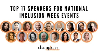 An image of the Top 17 Speakers for National Inclusion Week Events to hire via Champions Speakers
