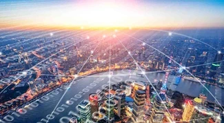 Big data code over city scape